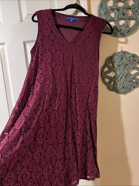 Apt. 9 Sleeveless V-Neck Lace A-Line Dress in Wine Soft and stretchy